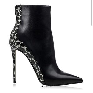 Identità Italian Leather Candice Black Leather Stiletto Boots 38